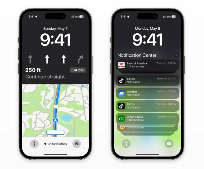 金波乡苹果维修服务分享iOS17锁屏地图导航半屏显示长什么样 